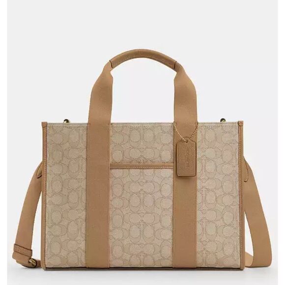 🔥🎁NWT! Coach Smith Tote Bag in Sig Jacquard Canvas Khaki Multi CY367 Msrp:$428 - Picture 4 of 14
